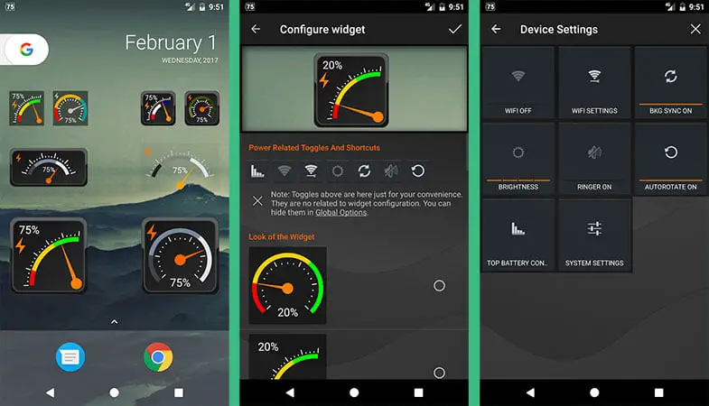 Gauge Battery Widget for android