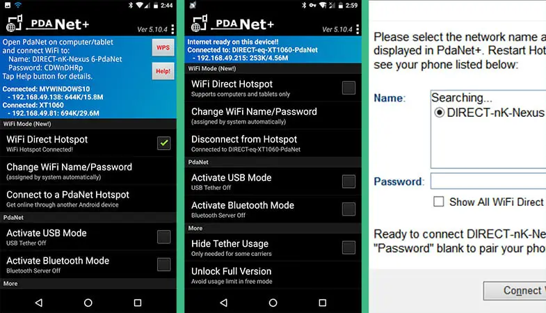 PDAnet android tethering app