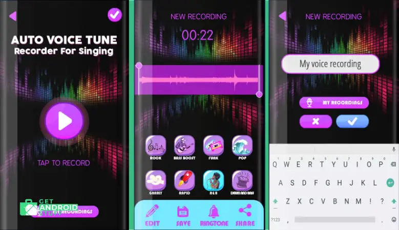 Screenshot of   Auto Voice Tune Recorder app